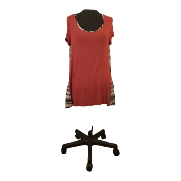 CANDY ROSE TOP, CHIFFON SHEER IN BACK. T-SHIRT IN FRONT, XL, NICE - Picture 5 of 12